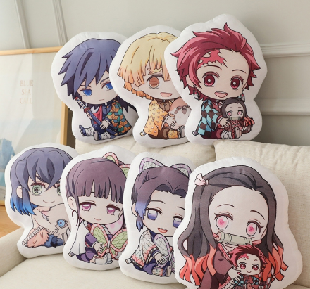 印花抱枕靠垫毛绒玩具二次元卡通人物玩偶周边批发